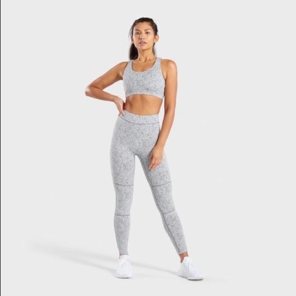 Gymshark Fleur Texture Sports Bra - Charcoal Marl - Large